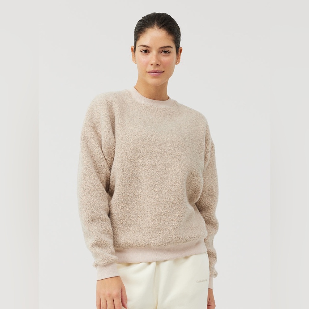 Outdoor Voices MegaFleece Wool Sweatshirt Oatmeal Tan Brow - Small